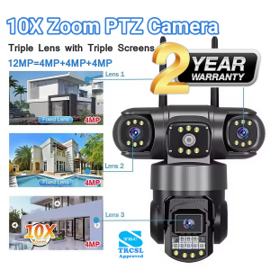 4G Triple Lens 6Mp CCTV Camera with Two Way Audio Night Vision Color (code:1027B)